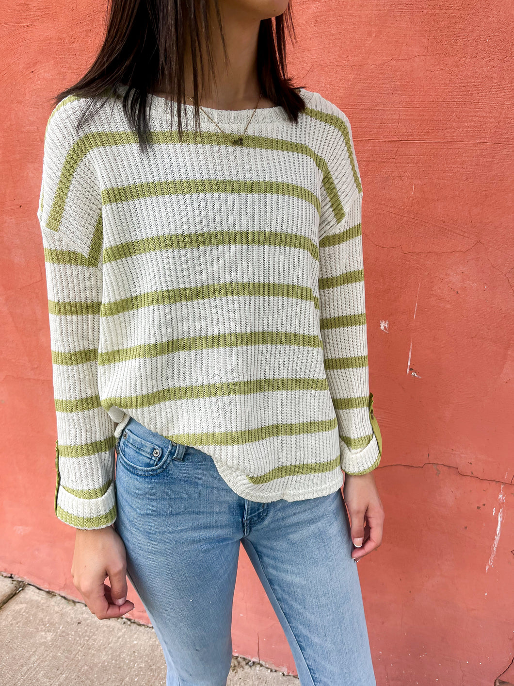 Lime Knit Strip Top