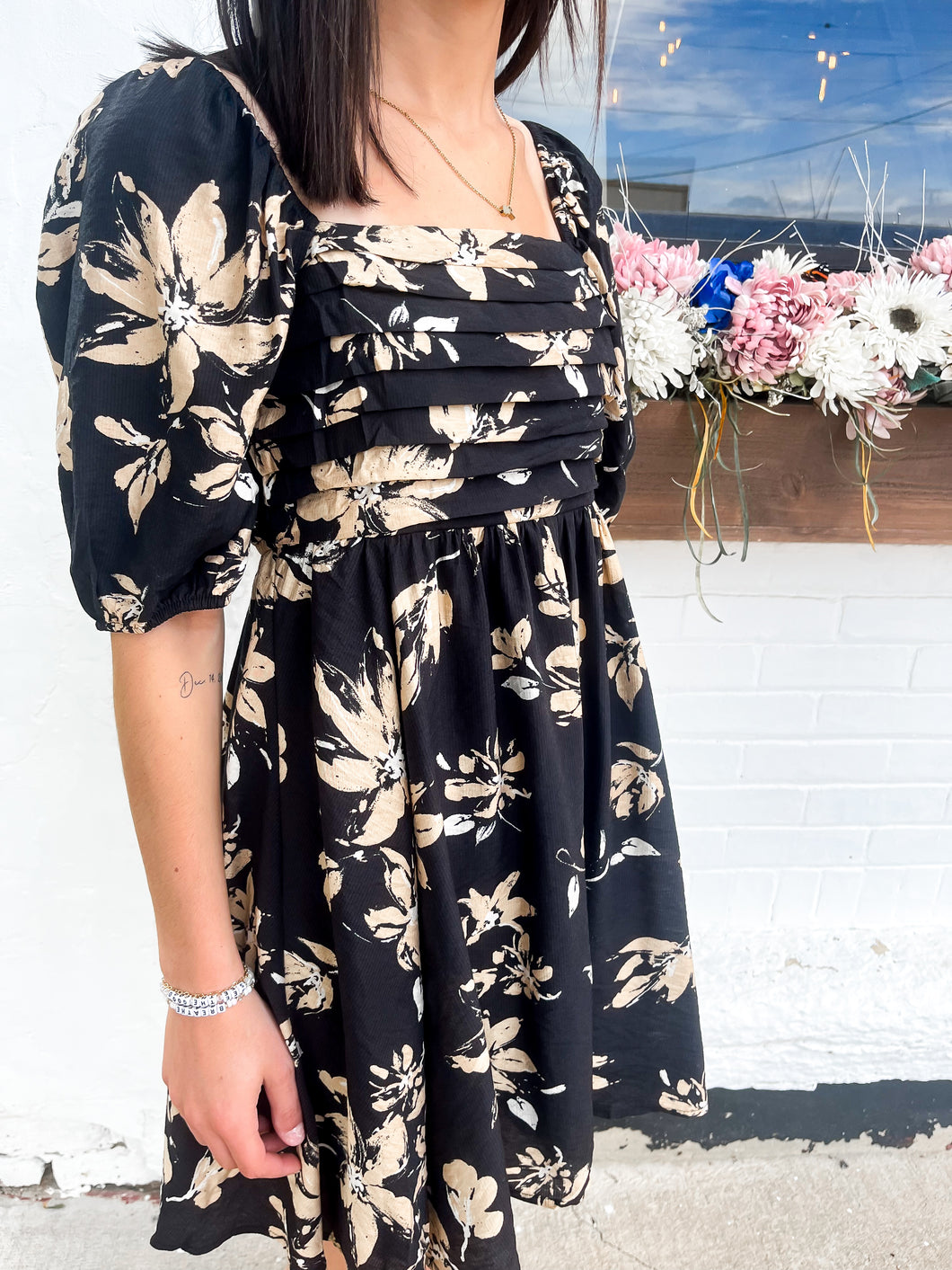 Black Floral Mini Dress