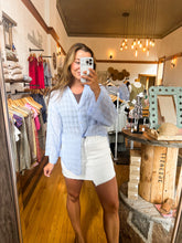 Load image into Gallery viewer, White Asymmetrical Denim Skirt
